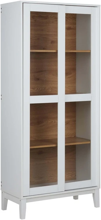Beliani Vitrina su stiklinėmis durelėmis RUMSON 80 cm, balta