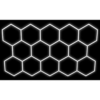 LED Hexagon garažo šviestuvas 456W, 6500K, 14 segmentų, 420×238 cm