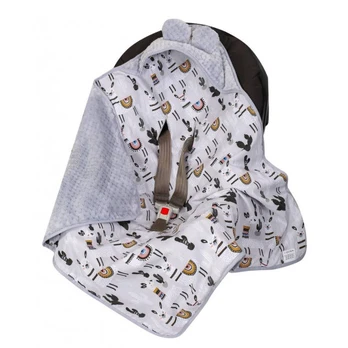 Blanket with hood - 599 - SWADDING TO CAR SEAT - size 80x80 - GREY