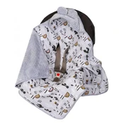 Blanket with hood - 599 - SWADDING TO CAR SEAT - size 80x80 - GREY kaina