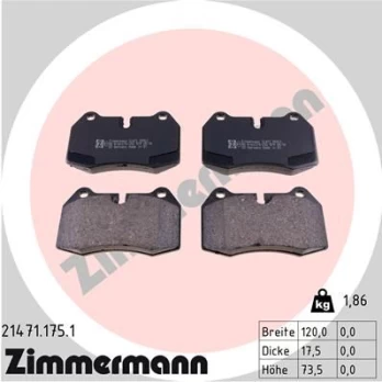 Stabdžių trinkelių rinkinys, diskinis stabdys ZIMMERMANN 21471.175.1