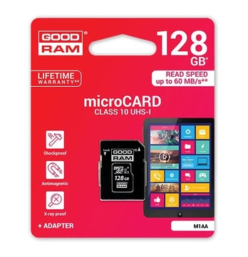 Goodram microSDXC class 10 UHS I 128GB Memory Card + Adapter