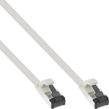 InLine ® Plokščias pleistras kabelis, U / FTP, Cat.8.1, TPE halogenas nemokamai, balta, 2m