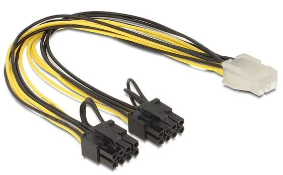 Laidas Delock ATX 8pin / Molex PCI 6 pin female, PCI Express 8 pin male x 2, 0.3 m, geltona