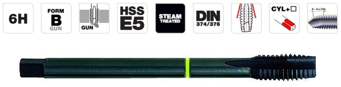 Machine tap M8x1.25, HSS-E5 DIN, straight flute, GUN