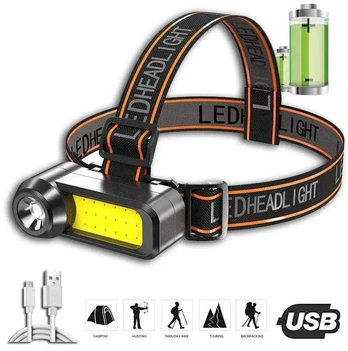 Žibintuvėlis ant galvos COB ir LED
