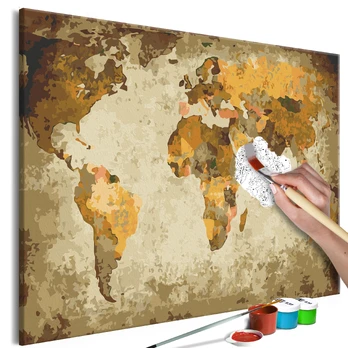Artgeist Tapybos pagal skaičius rinkinys - Brown World Map
