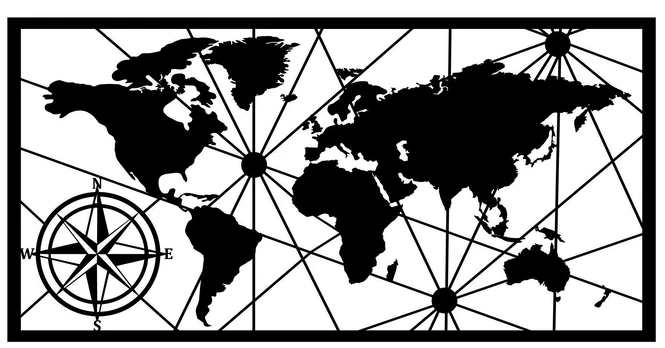 Mioli Decor Dekoratyvinis metalinis sieninis priedas World Map Medium 2