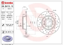 Stabdžių diskas BREMBO 08.B413.1X kaina