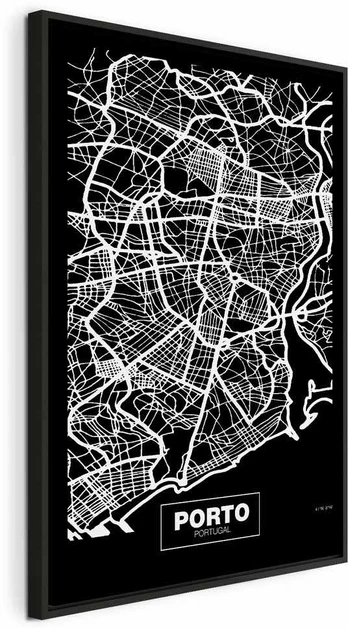 Artgeist Paveikslas - Negative Map: Porto (1 Part) Vertical