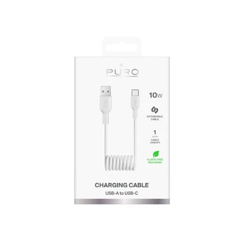 Kabel spiralny Puro 10W USB-A - USB-C 1m - biały