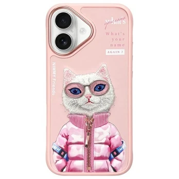 Nimmy etui iPhone 16 6.1" rožinis/pink Cool&Cute 2.0 Cat