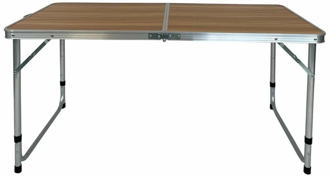 Stovyklavimo stalas, rudas/sidabro, 120 cm x 60 cm x 55 - 70 cm