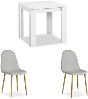Homestyle4U Valgomasis stalas, Modernus, 80x80 cm, Baltas