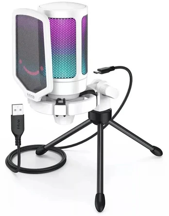 Mikrofonas Fifine A6V RGB, balta