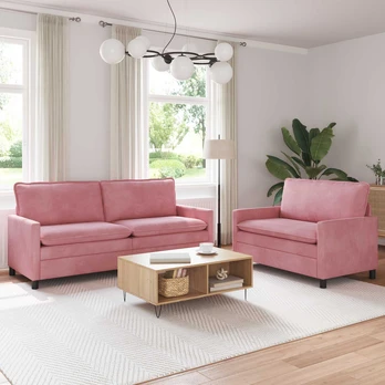 Sofa Sofos komplektas 2 pcs Rožinė Aksomas