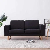 Dvivietė sofa, juoda, audinys kaina
