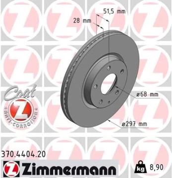 Stabdžių diskas ZIMMERMANN 370.4404.20