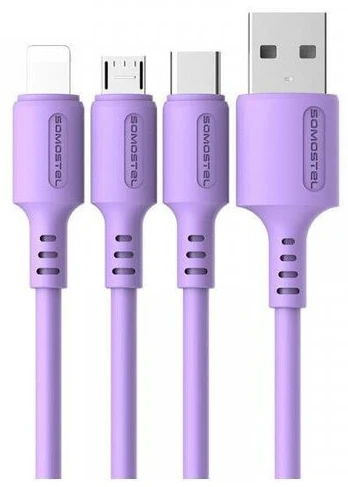 Įkrovimo laidas Somostel SMS-BP06, USB Type C/USB, 120 cm, violetinė sp.