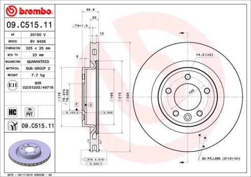 BREMBO 09.C515.11 Brake Disc