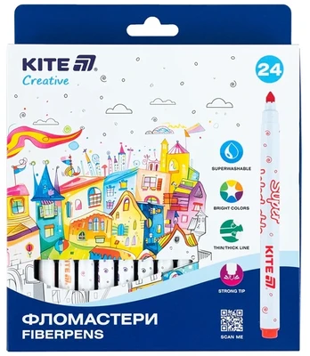 Flomasteriai CREATIVE, Kite, 24 sp.