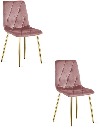 VALORA TYRA kėdė - elegantiškas rožinio aksomo apmušalas x 2