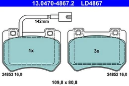 ATE 13.0470-4867.2 Brake pad set
