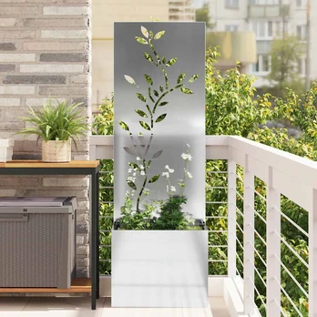 Sodo Vazonas su Dekoratyvine Panele Sidabrinė 50 x 140 cm