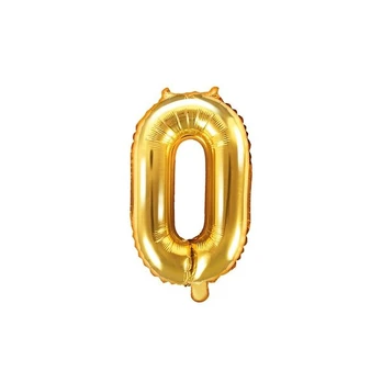 Folinis balionas Skaičius "0", 35 cm, auksinis