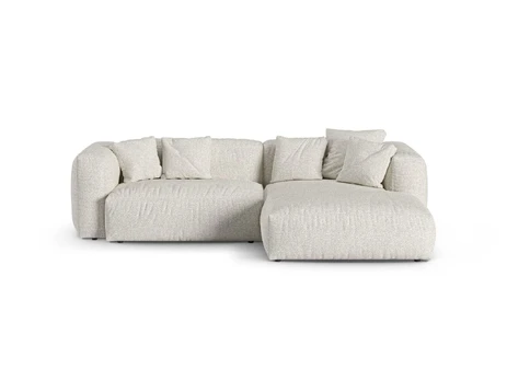 Boucle Modular Right Corner Sofa, "Martina", 2 Seats, 280x176x75, Grey Beige Melange