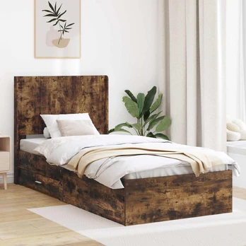 Lovos rėmas su saugojimu ir nugara Dūminio ąžuolo 100 x 200 cm