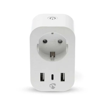 Prisijungusi rozetė - NEDIS - Tipas E - 3680W - 2 USB-A prievadai - USB-C PD - Laikmatis