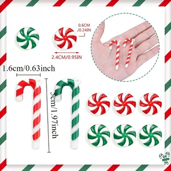Saldainių stiklainis, 30pcs/ Cane+Candy Green