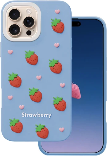 Dėklas Telforceone Strawberry case for iPhone 16 Pro 6,3' mėlynas