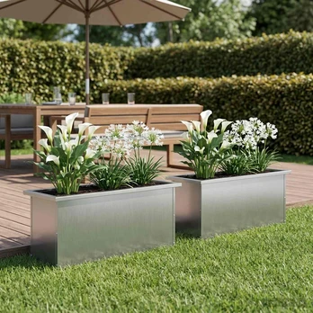 Sodo vazonas su LED 2 vnt. Sidabrinė 30 x 100 x 30 cm