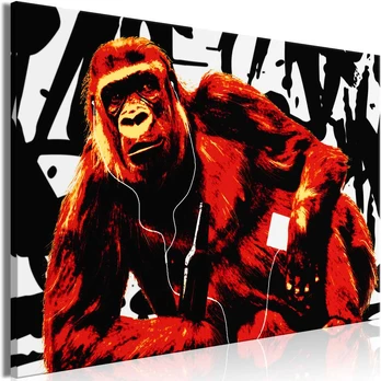 Artgeist Paveikslas - Pop Art Monkey (1 Part) Narrow Raudona