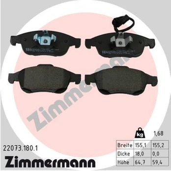 Stabdžių trinkelių rinkinys, diskinis stabdys ZIMMERMANN 22073.180.1