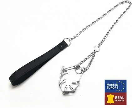 Red Leather Choker Black/Silver 64cm - Leather & Metal Design