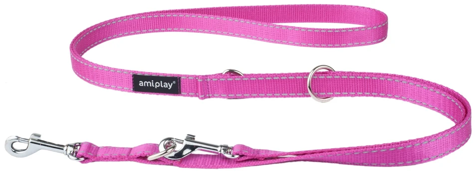 Pavadėlis Amiplay Reflective, rožinis, 1-2m x 2cm