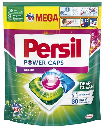 Skalbimo kapsulės PERSIL Power Caps Color, 60 vnt.