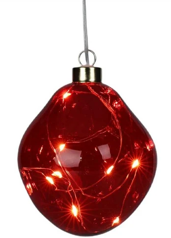 Christmas Decoration GLASS Drop LED BABBLE 10cm - RAUDONA