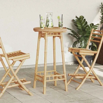 Lauko baro stalas, apvalus, 55x100 cm, bambukas