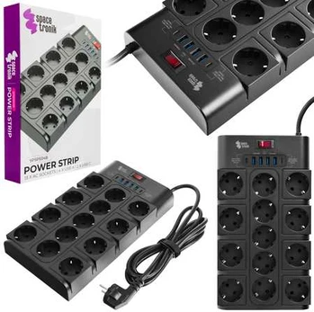 Spacetronik Listwa zasilająca 13xAC 4xUSB 2xUSB-C