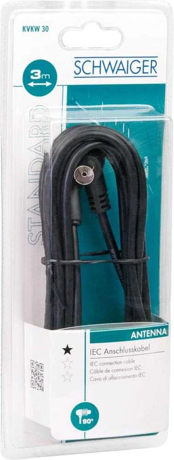 Schwaiger Antennenkabel 75 dB m. Winkel 3,0m Weiß