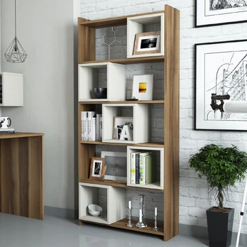 Knygų lentyna Hanah Home Box - Graikinis riešutas, kremas