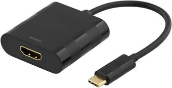 Adapteris Deltaco USB-C - HDMI, juodas