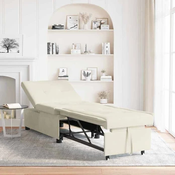 Sofa-lova 3-in-1 Ištraukiama Kreminė Aksomas