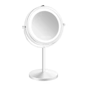 Gillian Jones - Table mirror with LED light &amp; x10 magnification - White - 17.5 cm diameter, 32 cm height kaina
