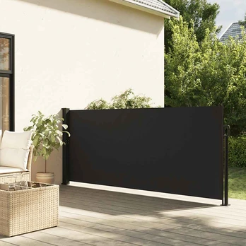 Ištraukiama šoninė markizė, juodos spalvos, 140x500cm