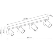 Viršutinis lubinis prožektorius, baltas, 83 cm, 4 žibintai, metalinis, GU10